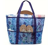 1pc Pink Flamingo Print Oversized Beach Tote Bag with 9 Pockets, Durable Polyester Mesh, Hand Washable, No Edge Paint - Versatile Travel & Storage Solution, Beach Bag