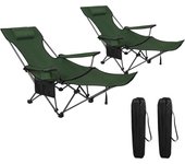 Set de 2 Silla Camping Sillas Plegables, Silla de Acampada Portátil, Ligera para Picnic, Playa, Jardín, Pesca, con Portavasos, Negro