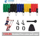 Resistance Band Set Workout Bands Exercise Band 5 Tube Fitness with Door Anchor Handles Legs Ankle Straps and Fitness Stick