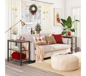 Mesa Auxiliar, Mesita de Café Estrecha con 3 Estantes, Mesita de Noche de Estilo Industrial, para Sala de Estar, Dormitorio, Cocina, Fácil Montaje, Marrón Rústico EBF14BZ01 Mesa Auxiliar, Mesita de Café Estrecha con 3 Estantes, Mesita de Noche de Estilo I