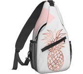 Crossbody Backpack For Men Women Sling Bag, Pineapple With Palm Tree Chest Bag Shoulder Bag Lightweight One Strap Backpack Multipurpose Travel Hiking Daypack