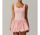 Cloud Feeling Stretch Sports Tennis Dress Women Anti-Shine Bottom Outdoor Running Fitness Dress Waisted Pod Hem Yoga Ball Skirt