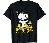 Snoopy Chick Party Crew Neck T-Shirt - Classic Fit, Adult, Black
