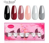 Clou Beaute 8ml Gift Set Kit UV LED Gel Varnish Soak Off Nail Art Gel Nail Polish Pure Nail Color Base Coat No Wipe Top Coat