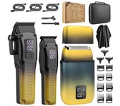 Professional Hair Clipper for Men, 3 in 1 Hair Clipper Beard Trimmer and Electric Foil Shaver Set with LED Display, Cordless Grooming Kit for Home, Travel, Barber, Ideal Gift for Him