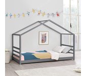 para niños de Pino 200 x 90 cm Cama Infantil Forma de casa Blanco Mate