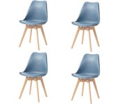 Pack de 4 Sillas Comedor Sillas de Cocina Nórdicas con Asiento Blando y Patas de Madera Maciza de Haya (Blanco)