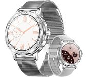 2025 SANLEPUS Women's Smart Watch, 1.2" Sports Smartwatch with 100 Sports, Receive and Answer Calls, Pedometer and Health Monitor for Heart Rate, Blood Oxygen and Sleep, IP67 Waterproof, Compatible with Android iPhone, Steel and Silicone Double Straps
