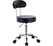 Taburete de Trabajo de 1 Pieza Giratorio Taburete de Silla giratoria Silla de Oficina con Respaldo de Altura Regulable en Negro