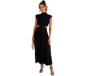 Vestido de mujer dulce moda calle verano y otoño casual stand collar macaron off-waisted vestido largo