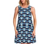 Customized Cool Evil Eye Women's Sleeveless Hamsa Charm Sun Skirt Casual Travel Bag Beach Wear