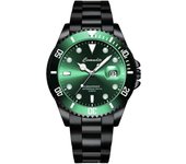 Verde agua fantasma automático cuarzo reloj de los hombres de la marea luminosa resistente al agua