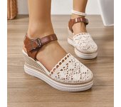 Women's Sandals 2025 Spring/Summer New Style Closed Toe Backless Hollow Breathable One-Strap Outdoor Casual Women's Wedge Sandals