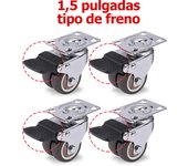 KAK 4pcs 2inches Swivel Caster Wheels with Brake for Trolley Pallet 320KG Heavy Duty Rubber Casters Mute  Rollers