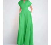 Women Long Jumpsuit 2024 Summer Wide Leg Pants Romper Casual Short Sleeve Playsuit Holiday Communting Overalls