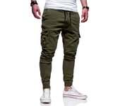 Pantalones Deportivos Cargo Hombre Pantalones para Correr Pantalón para Ejercicio Casual Cintura Elástica con Cordón Multibolsillo para Fitness