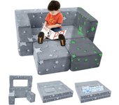Sofá cama para niños, sillón convertible gris para niños, tumbona plegable, silla de piso para bebé, muebles de dormitorio, mini sofá modular para sala de juegos