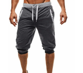 Pantalones de hombre, pantalones bombachos de verano, pantalones cortos deportivos, pantalones de chándal con cordón, pantalones para correr, ropa deportiva ajustada, Jogger negro para el trabajo diario