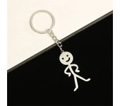 1Pair Funny Finger Heart Stickman Keychains Stainless Steel Doodle Keyring for Women Men Bag Car Keys Pendant Couple Gift