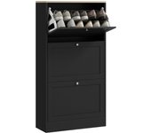 Mueble Zapatero Estrecho Zapatero Entrada Recibidor con 2 Cajones Abatibles y Estantes Ajustables para 8 Pares Armario para Zapato para Pasillo 47x26x85 cm Blanco Veteado