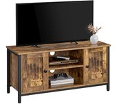 Mueble de TV Salón Mesa de TV Industrial con 2 Puertas Mueble Television de hasta 50 Pulgadas Marrón Rústico y Negro 106x40x50cm