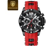 POEDAGAR Multifunción nuevo hombre reloj de silicona con reloj de cuarzo