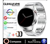 Sujeto A-Reloj intelente NFC 4 Pro para hombre, pulsera with Pantalla AMOLED HD, CARDIAC Rhythm Control, Llamadas por Bluetooth, Agua IP68 resistant to, novedad de 2024, seguimiento de movimiento GPS