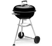 Kettle Barbacoa de carbón, superficie de la parrilla de Ø 47 cm, barbacoa con tapa y cuba esmaltadas en porcelana, soporte de tres patas y ruedas, rejilla cromada - Negro (1221004)
