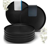 ‎26 x ‎26 x 3 cm Platos Vajilla Negros Mate 6 Unidades Manhattan - Juego de Vajillas Completas para 6 Personas, de Gres Premium, Aptos Lavavajillas y Microondas - Elegantes Platos Negros - Set de Vajilla Black Line