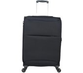 Maleta de viaje barata mediana Travel 8018 de tela Color Negro de 66 x 44 x 25 cm muy ligera 2,9 kg 4 ruedas giratorias 360º