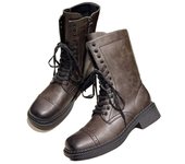 Botas Largas De Mujer Botas Vaqueras Vintage Botas De Cordón Con Cremallera Zapatos De Punta Cuadrada Otoño Invierno