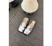 Fabric Rubber Buckle Strap Hoof Heels Low Sandals Woman Leather Low-heeled Slides Ho