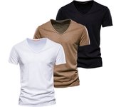 AIOPESON 3 juegos de camisetas masculinas 100% algodón diseño de moda camisetas masculinas sólidas camiseta de verano de cuello