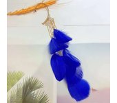 Bohemian women's feather long earrings, beach chain, tassel, pendant, wedding, bride, summer jewelry, 1 piece.