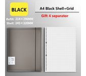 Archivador A4,cuaderno a4,60 hojas sueltas extraíbles, líneas, blanco, cuadrícula y puntos
