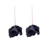 NIE Design R and Stainless Steel Rod Elegant Women's Gold Long Party Earrings with RES Pendant - Various Resin Colors