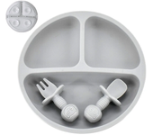 4 unids/set plato de comedor de silicona seguro para bebé, platos sólidos de dibujos animados para niños, juego de vajilla para bebé con cara sonriente, plato Retro para niños