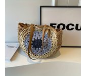 New Versatile Bohemian Straw Woven Bag For Women, Hand Woven Beach Bag For Women, Round Large Capacity Tote Bag For Women