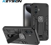 KEYSION Shockproof Armor Case for Xiaomi POCO F4 GT Soft Silicone+PC Kickstand Phone Cover for Redmi K50 Gaming