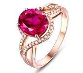S925 authentic sterling silver simple classic four-claw pigeon blood red tourmaline gem open adjustable ring for women trendy wedding light luxury party music festival luxury