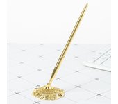 Attached Base Signing Diamond Pen Smooth Writing Wedding Decor Reception Desk Pen Antique Table Decor Metal Pen Stand Holder