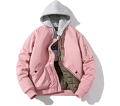 Men Bomber Jacket Women Solid Autumn Winter Pilot Jacket Fashion Vintage Hooded Baseball Coat Casual Windbreak Red Pink
