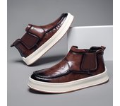 Versátiles botas Chelsea de gama alta zapatos casuales de suela blanda de cuero de moda para hombres
