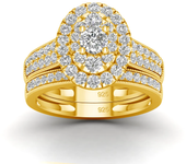 2PCS Moissanite Engagement Rings Set For Women Yellow Gold Bridal Jewelry With Certificate Luxury Couple Gifts On Sale