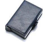 Antitheft Men id Bank Credit Card Holder Double Rfid Blocking Wallet Leather Security Aluminum Box Metal Purse Cardholder Case