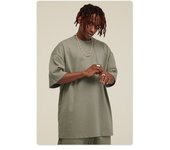 2025 Spring and Summer 305G Heavy T-shirt Men's American Cotton Trendy Brand Solid Color Short Sleeve Youth T-shirt