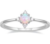 Simple round ring, light luxury small Opal ring