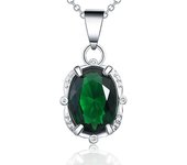 925 Sterling Silver Oval AAAAA Zircon Pendant Necklace Fashion Jewelry