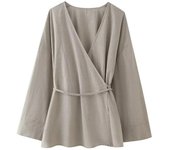 OUWU- Conjunto De Dos Piezas A La Moda Para Mujer, Abrigos Sueltos Lisos Con Cordones Y Pantalones Vintage De Cintura Alta Elástica, Conjuntos De Pantalones Elegantes Para Mujer