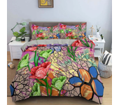 Vintage Flower King Queen Duvet Cover Peony Sunflower Bedding Set Tropical Floral Quilt Cover Boho Polyester Comforter Cover